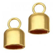 Metal end cap Ø 10x6mm with eyelet Gold